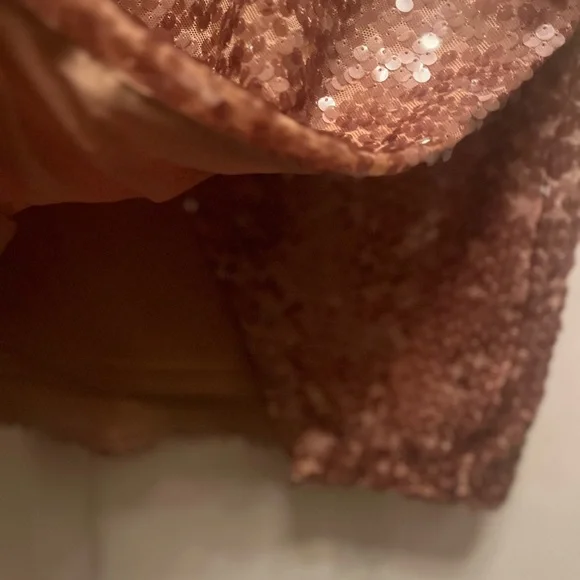 NWT RACHEL ZOE WOMEN'S FAUX WRAP SEQUIN SKIRT- TAN- X-SMALL - Picture 4 of 7